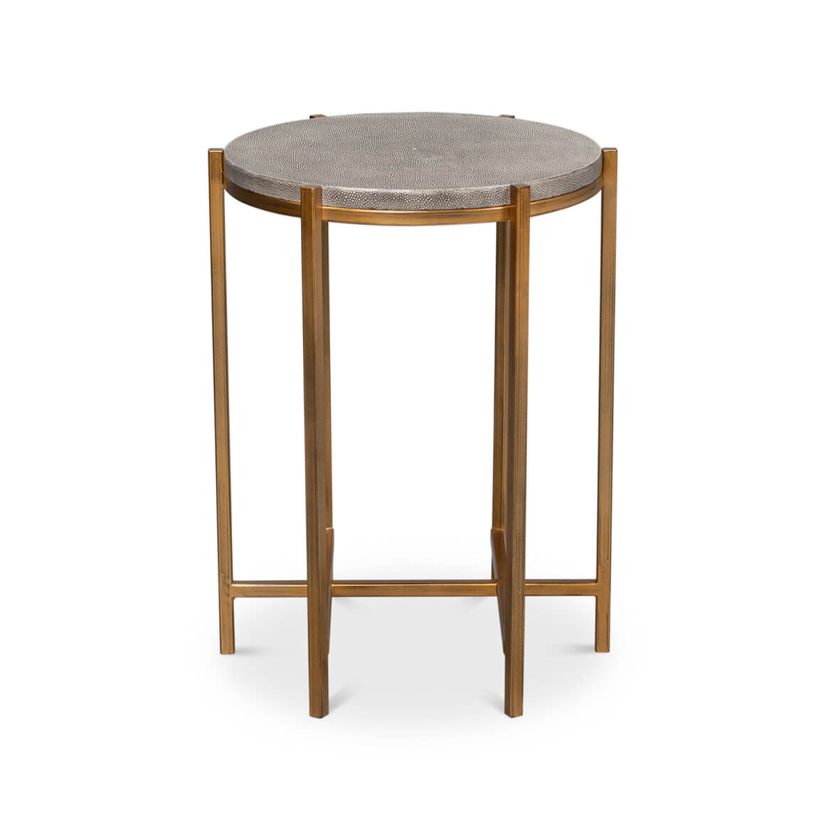 Modern Gray Leather Top Accent Table - English Georgian America