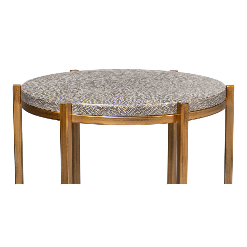 Modern Gray Leather Top Accent Table - English Georgian America
