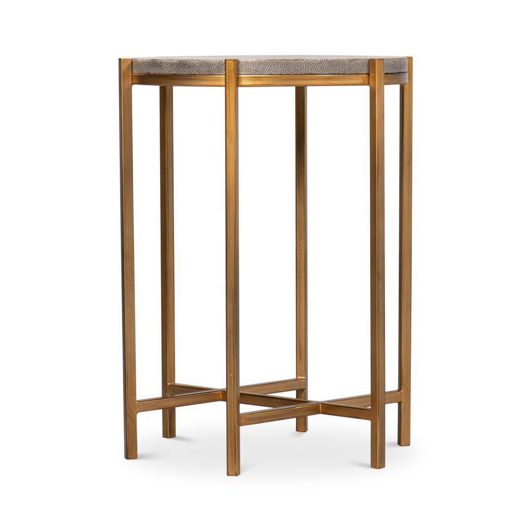 Modern Gray Leather Top Accent Table - English Georgian America