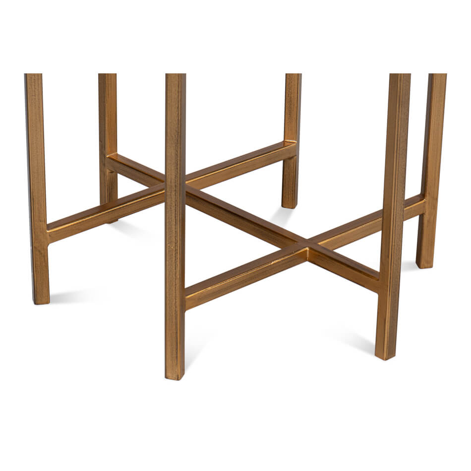 Modern Gray Leather Top Accent Table - English Georgian America