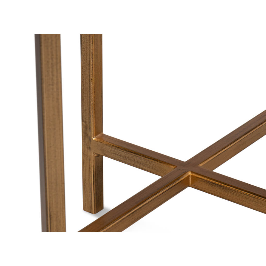 Modern Gray Leather Top Accent Table - English Georgian America