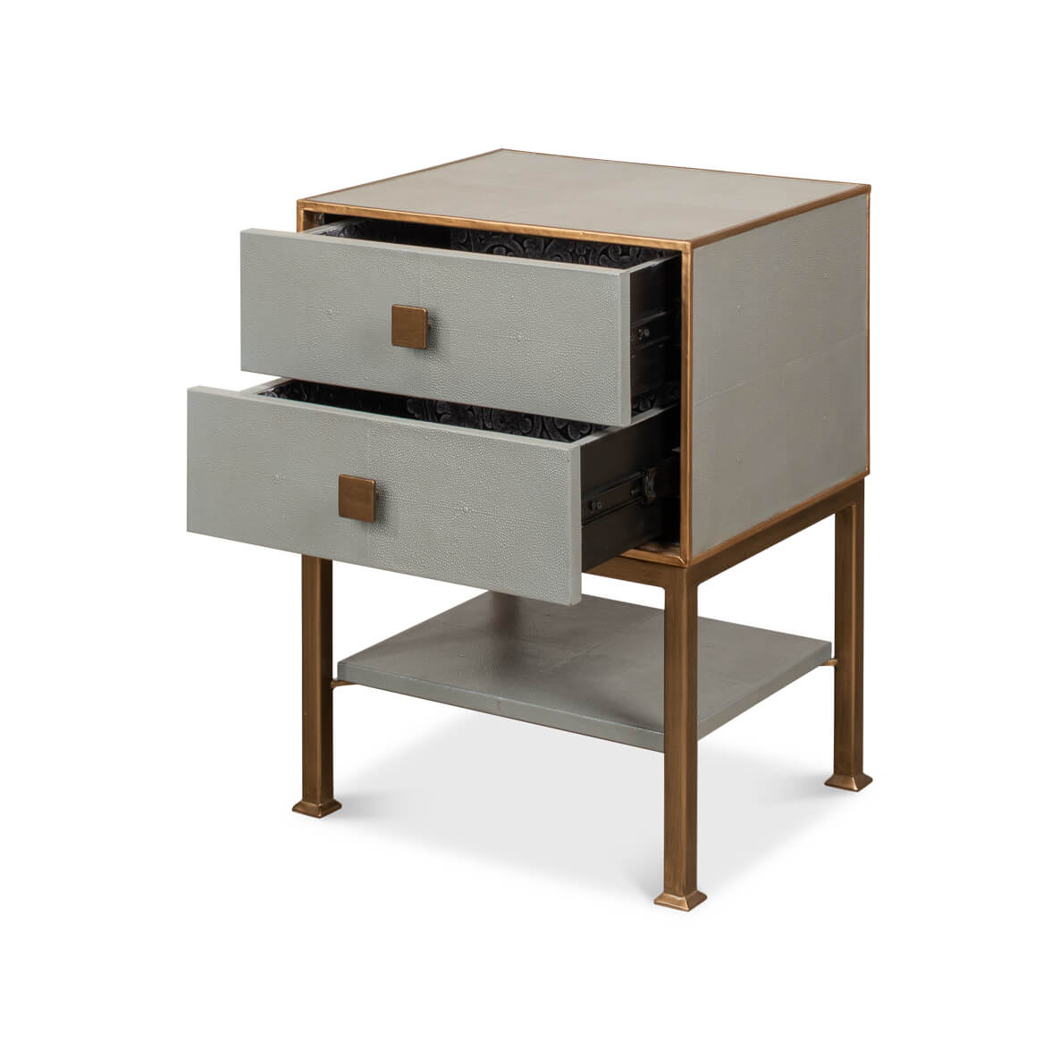 Modern Gray Two Drawer Nightstand - English Georgian America