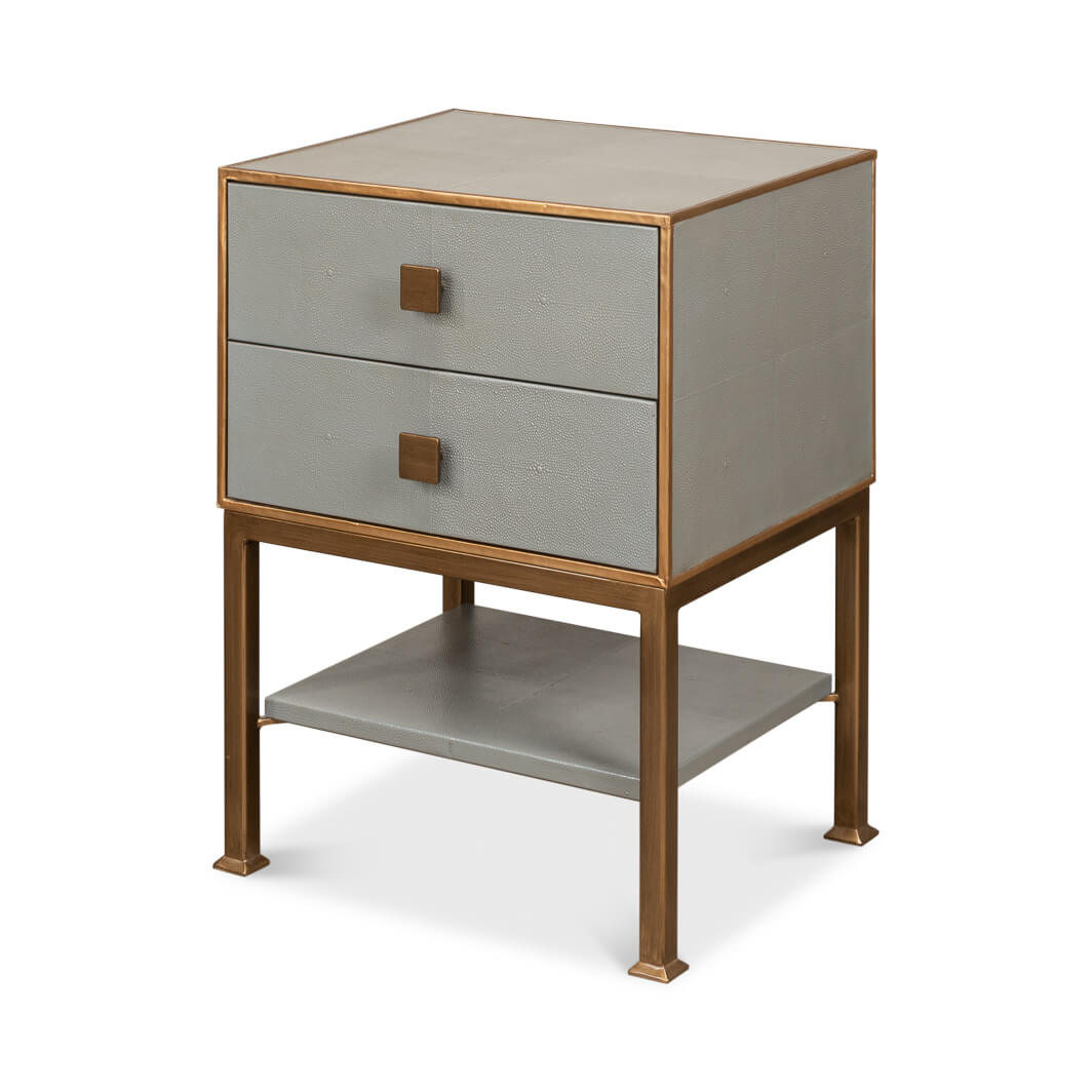 Modern Gray Two Drawer Nightstand - English Georgian America