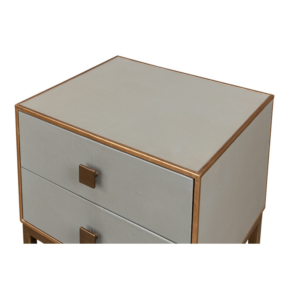 Modern Gray Two Drawer Nightstand - English Georgian America