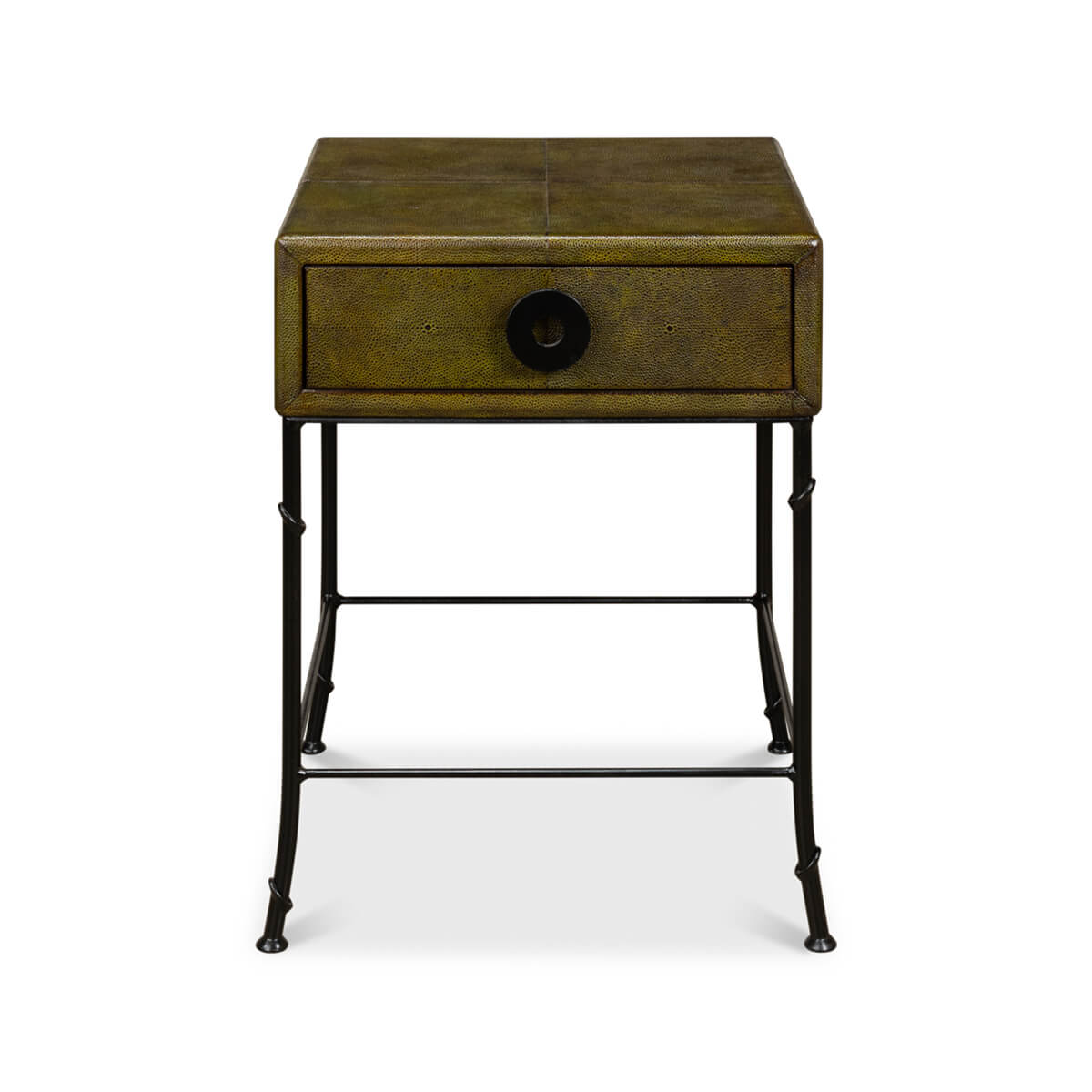 Modern Green Leather Side Table - English Georgian America