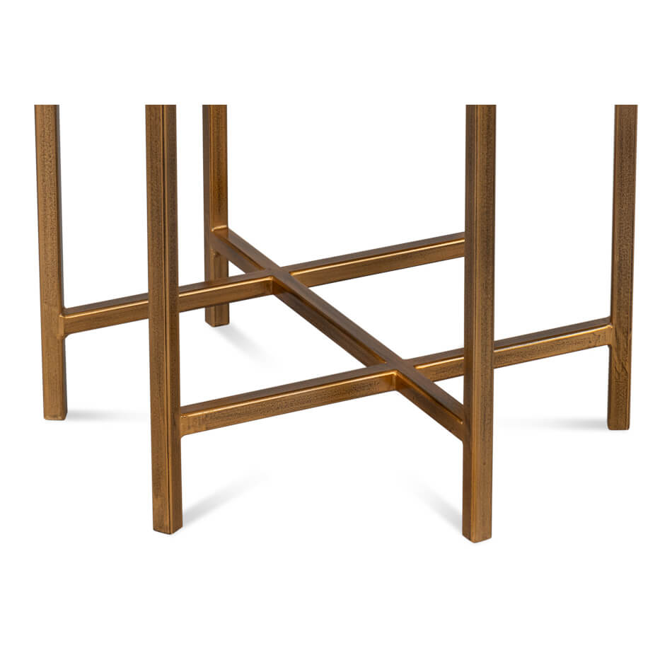 Modern Green Leather Top Accent Table - English Georgian America