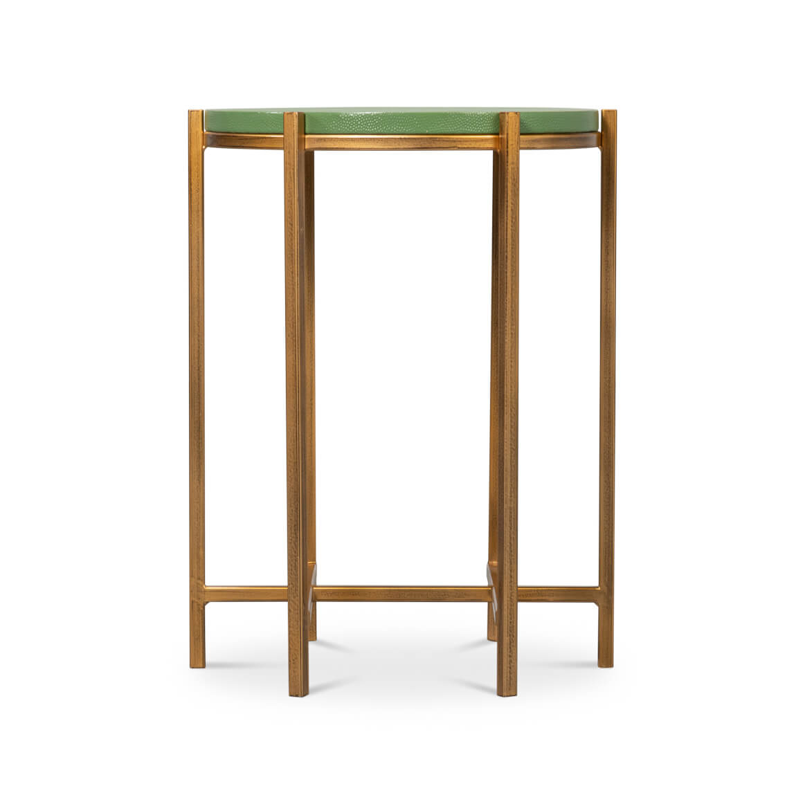 Modern Green Leather Top Accent Table - English Georgian America