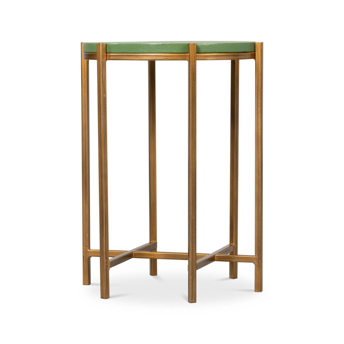 Modern Green Leather Top Accent Table - English Georgian America