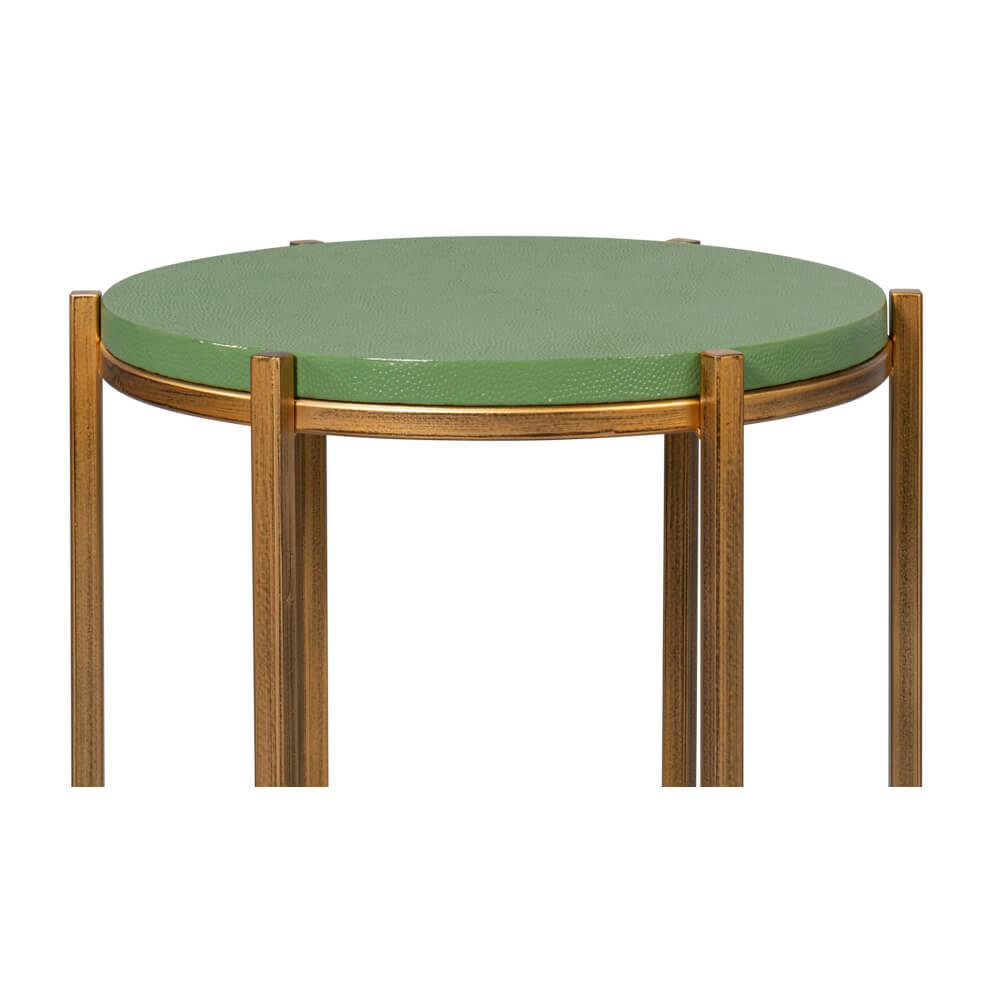 Modern Green Leather Top Accent Table - English Georgian America