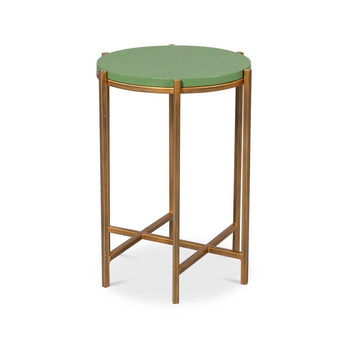 Modern Green Leather Top Accent Table - English Georgian America