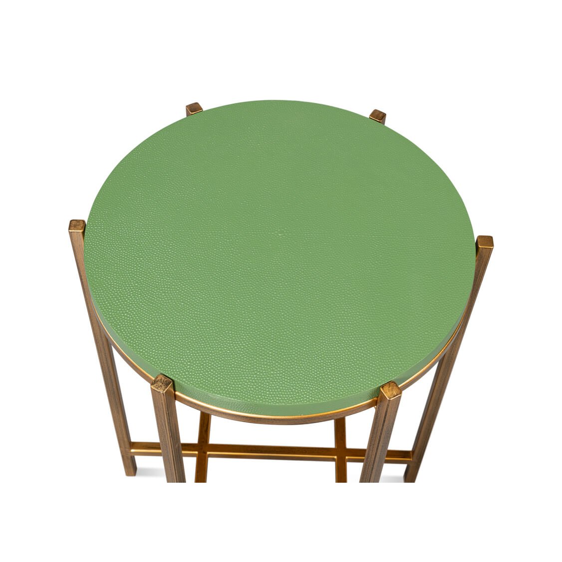 Modern Green Leather Top Accent Table - English Georgian America