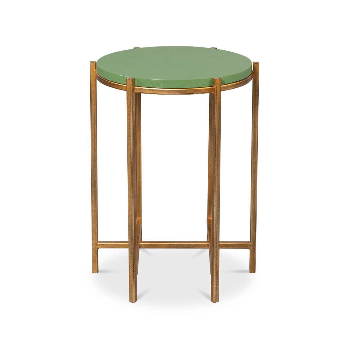 Modern Green Leather Top Accent Table - English Georgian America