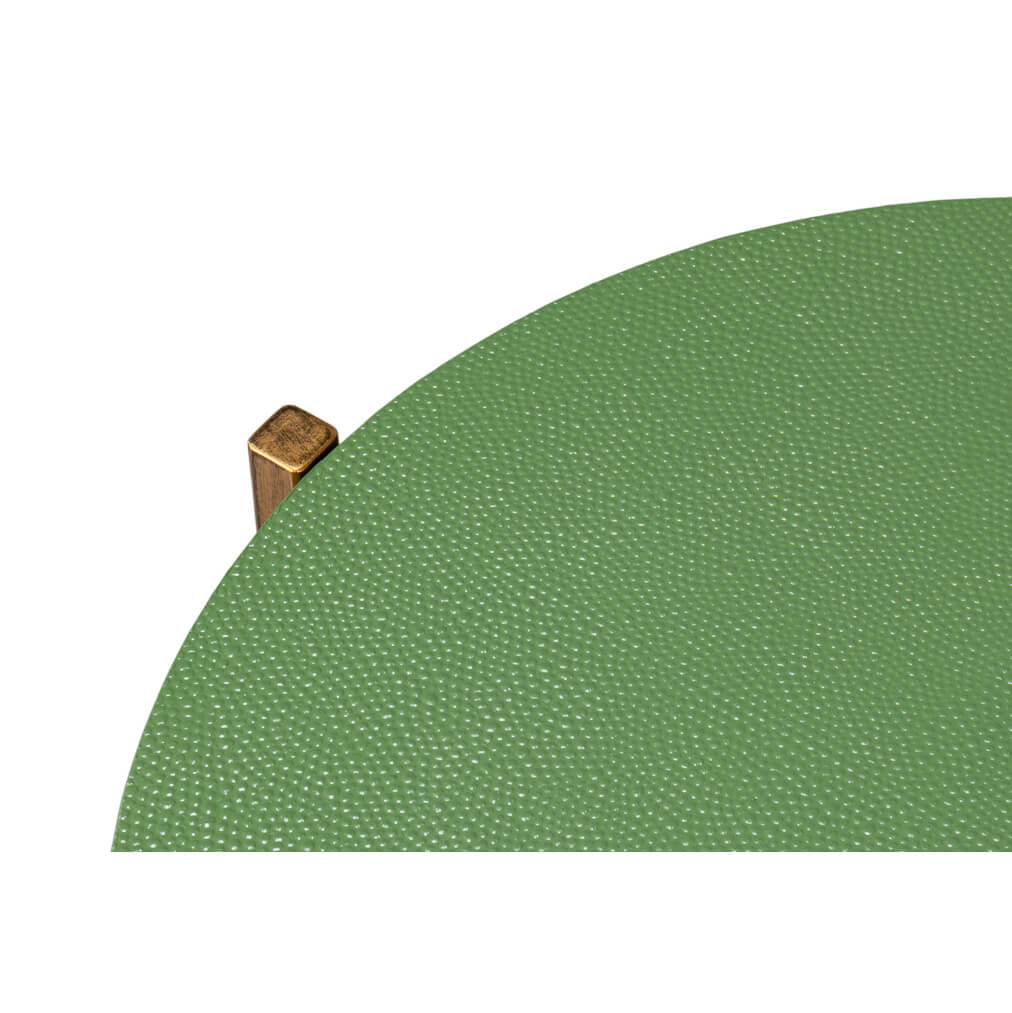 Modern Green Leather Top Accent Table - English Georgian America