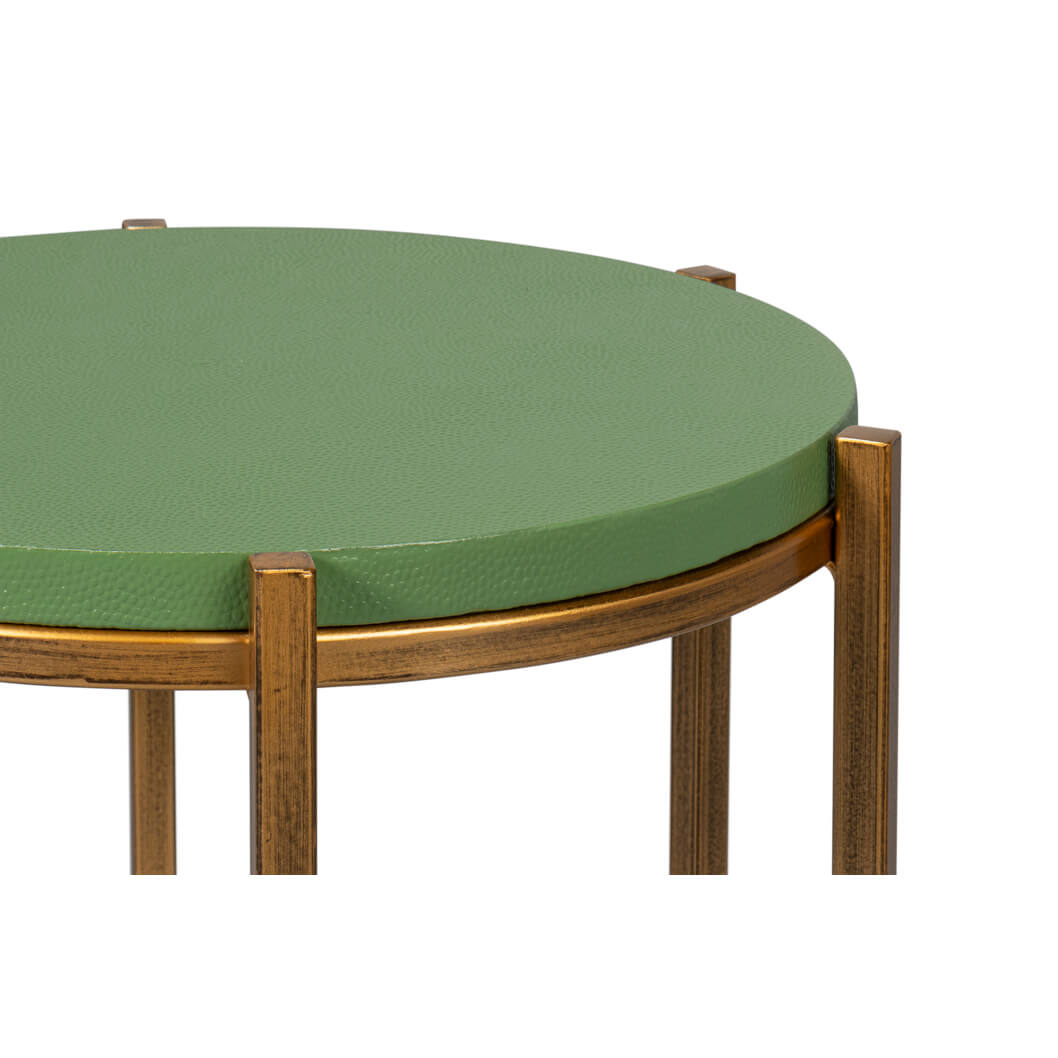 Modern Green Leather Top Accent Table - English Georgian America