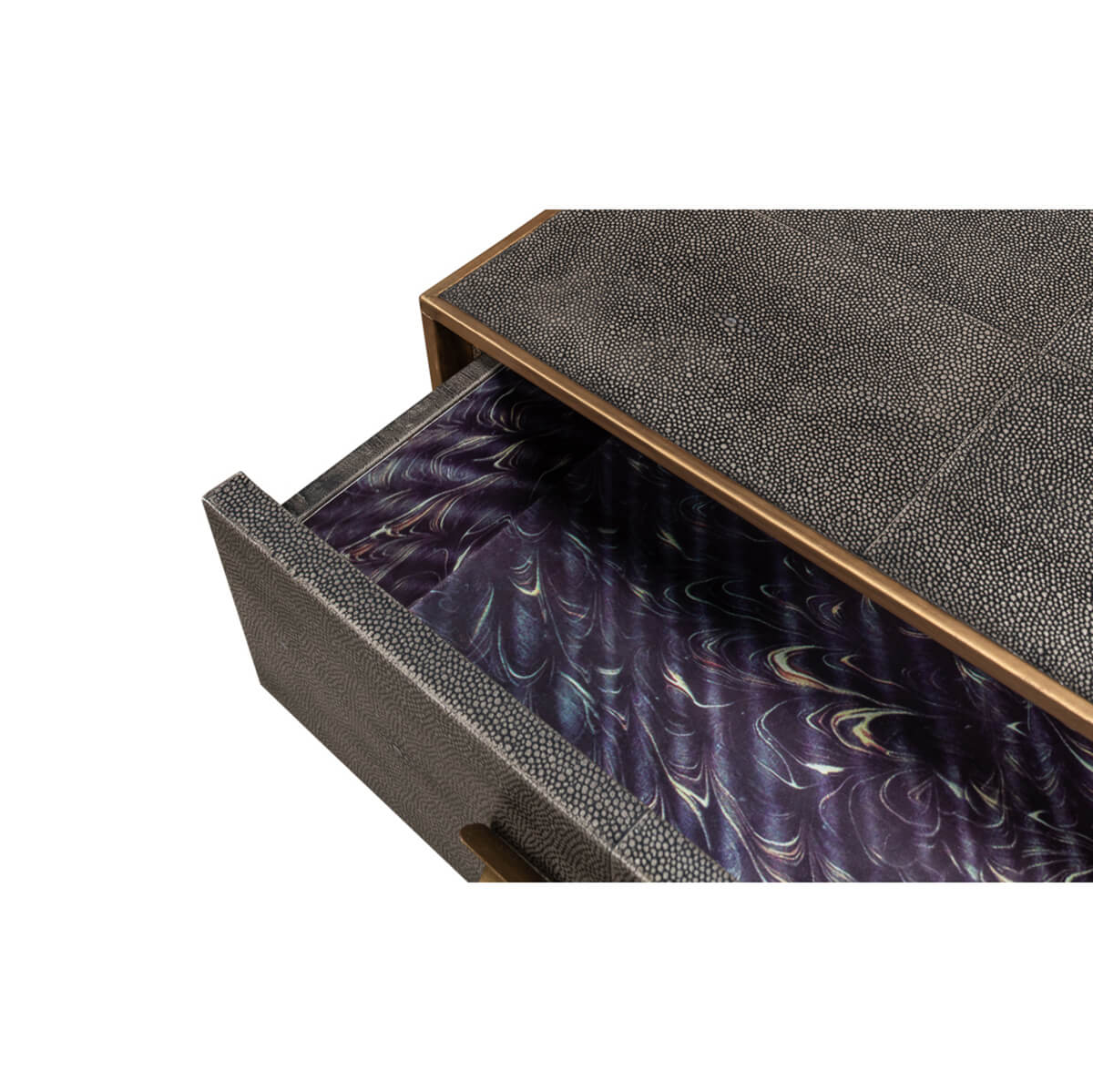 Modern Grey Leather Wrapped Console - English Georgian America