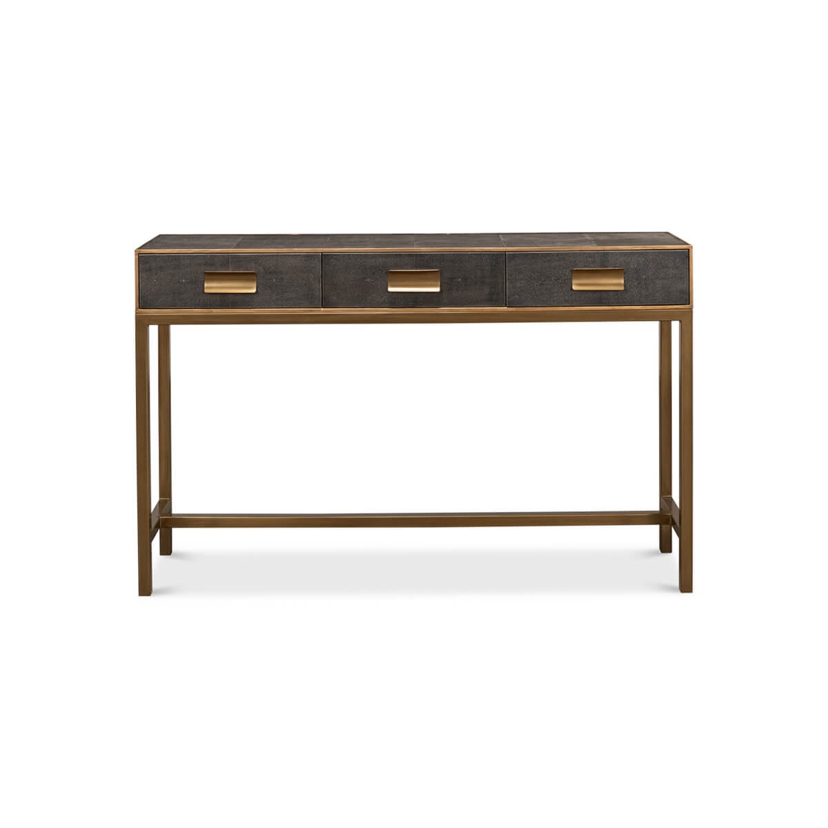 Modern Grey Leather Wrapped Console - English Georgian America