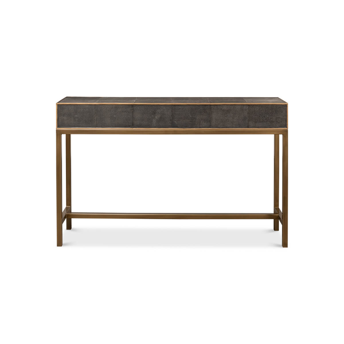 Modern Grey Leather Wrapped Console - English Georgian America