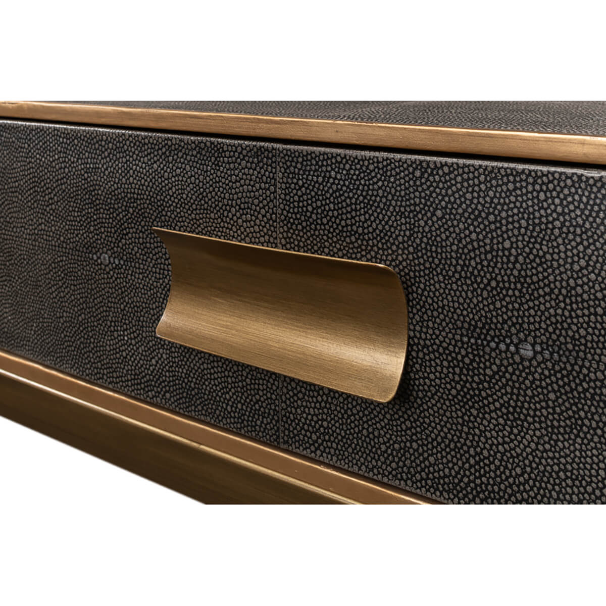 Modern Grey Leather Wrapped Console - English Georgian America