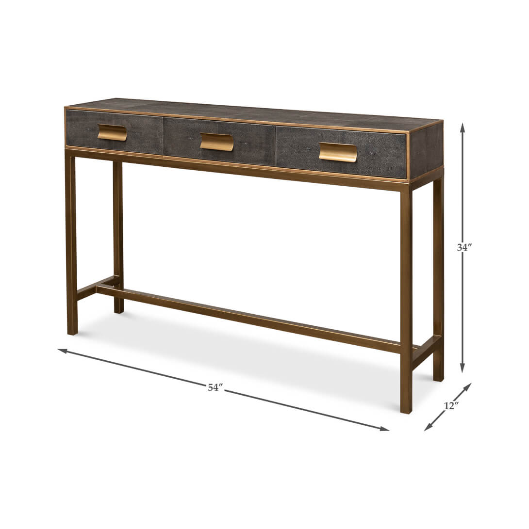 Modern Grey Leather Wrapped Console - English Georgian America