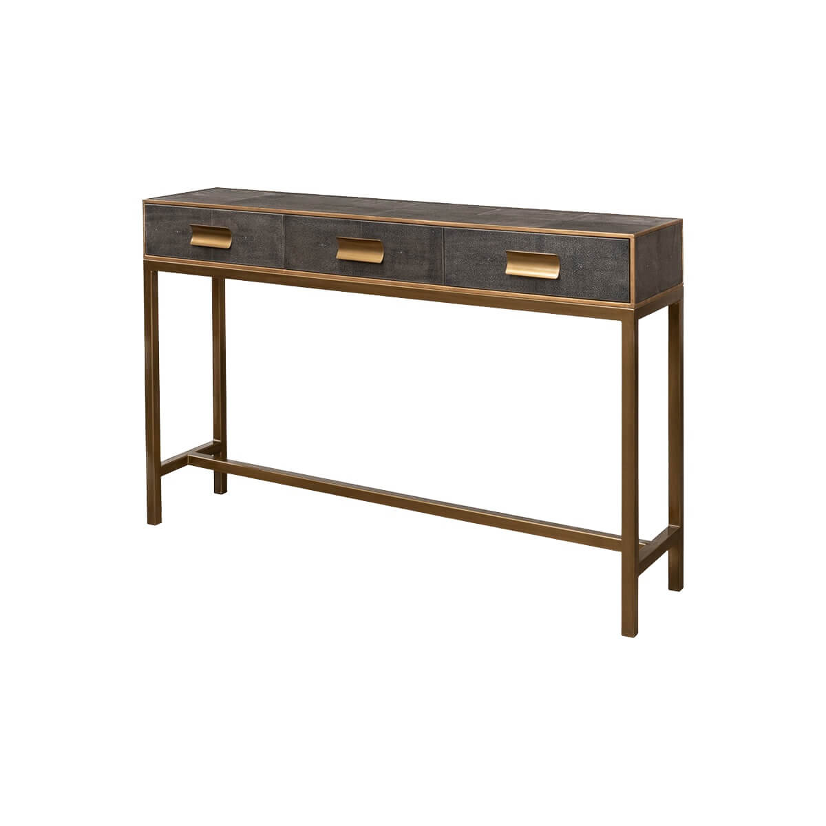 Modern Grey Leather Wrapped Console - English Georgian America