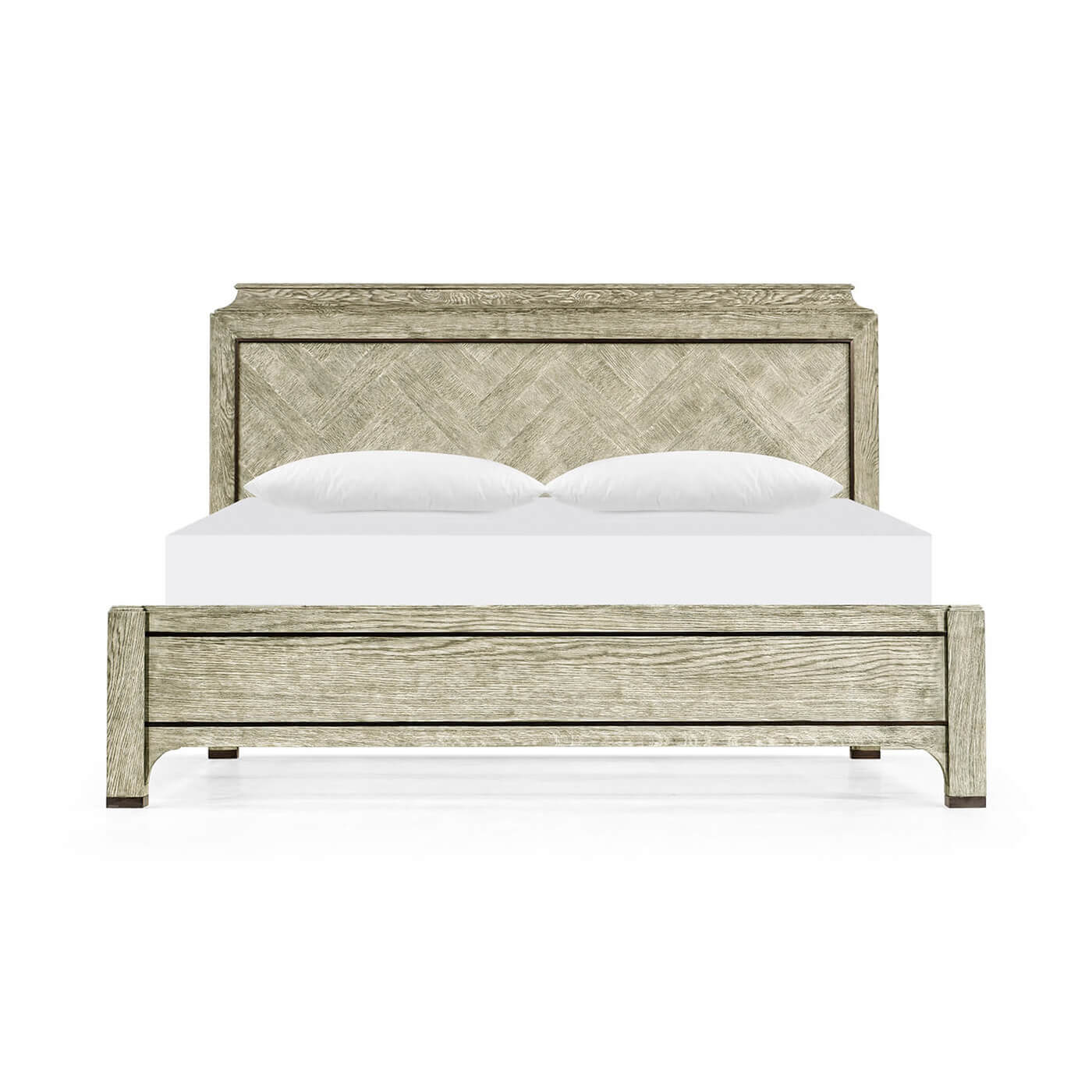 Modern Greyed Oak King Size Bed - English Georgian America