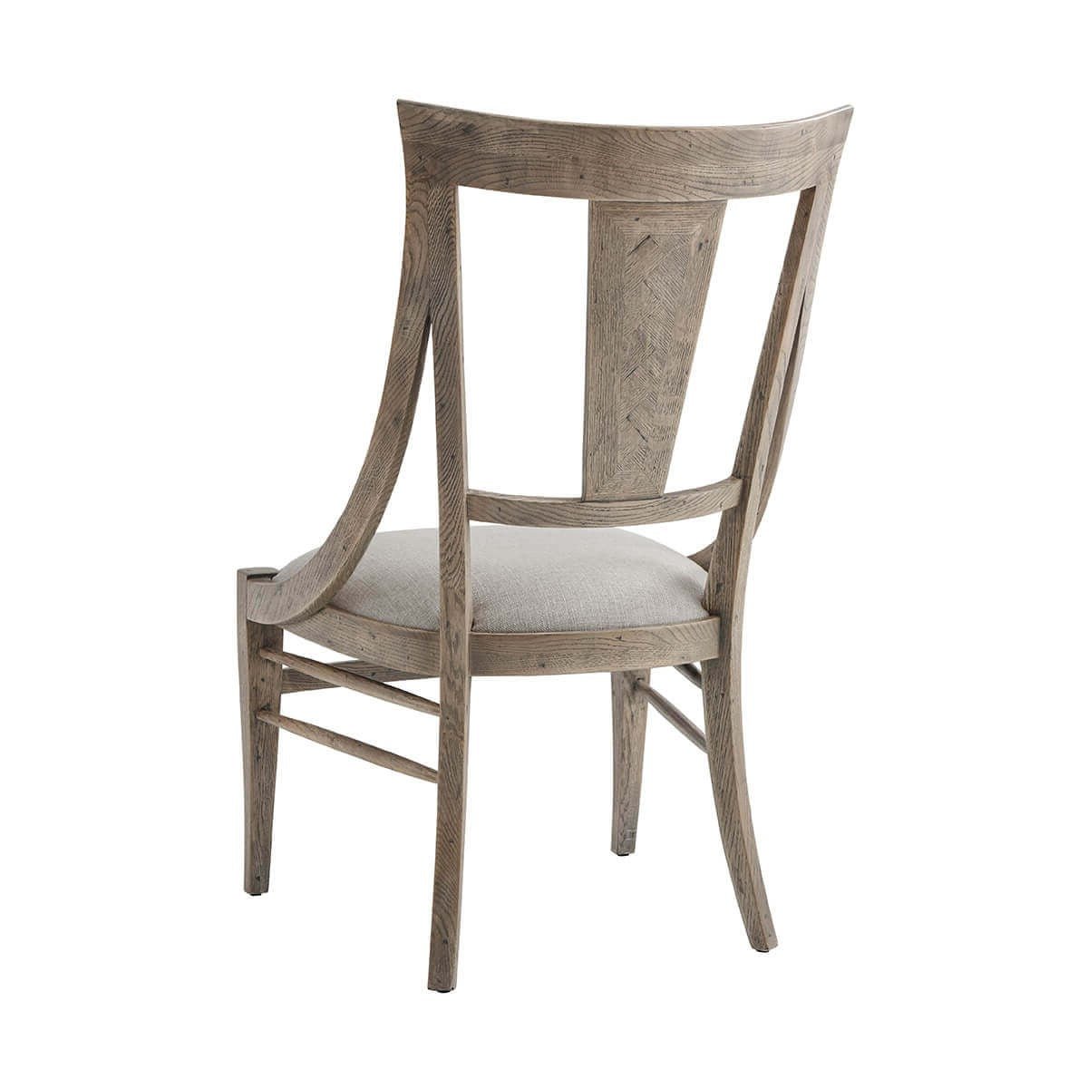 Modern Greyed Oak Scoop Back Dining Chair - English Georgian America
