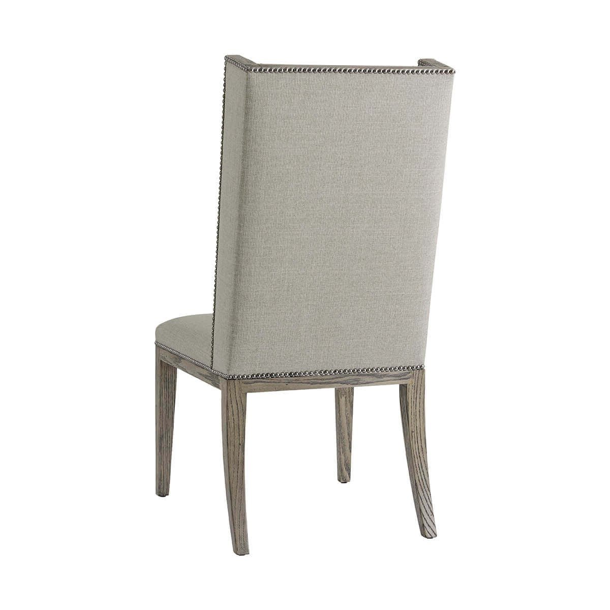 Modern Greyed Oak Upholstered Dining Chair - English Georgian America