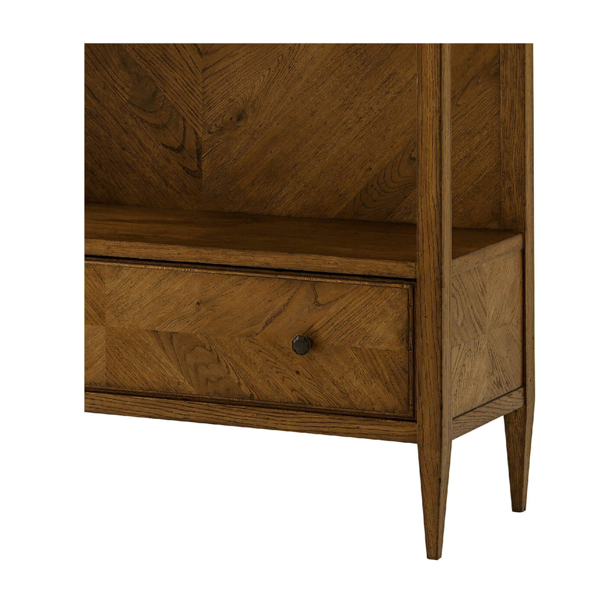 Modern Herringbone Oak Bookcase - Dark - English Georgian America