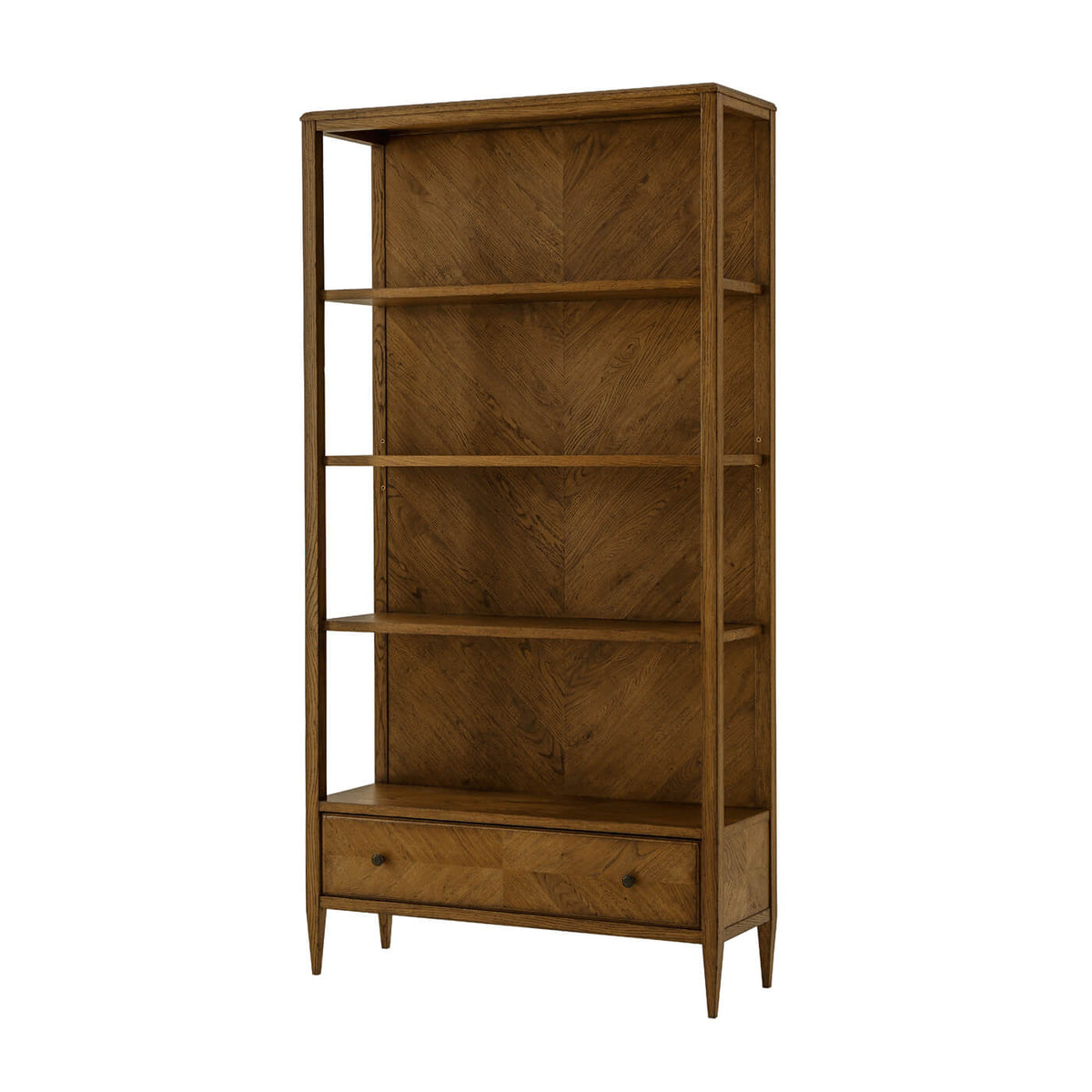 Modern Herringbone Oak Bookcase - Dark - English Georgian America