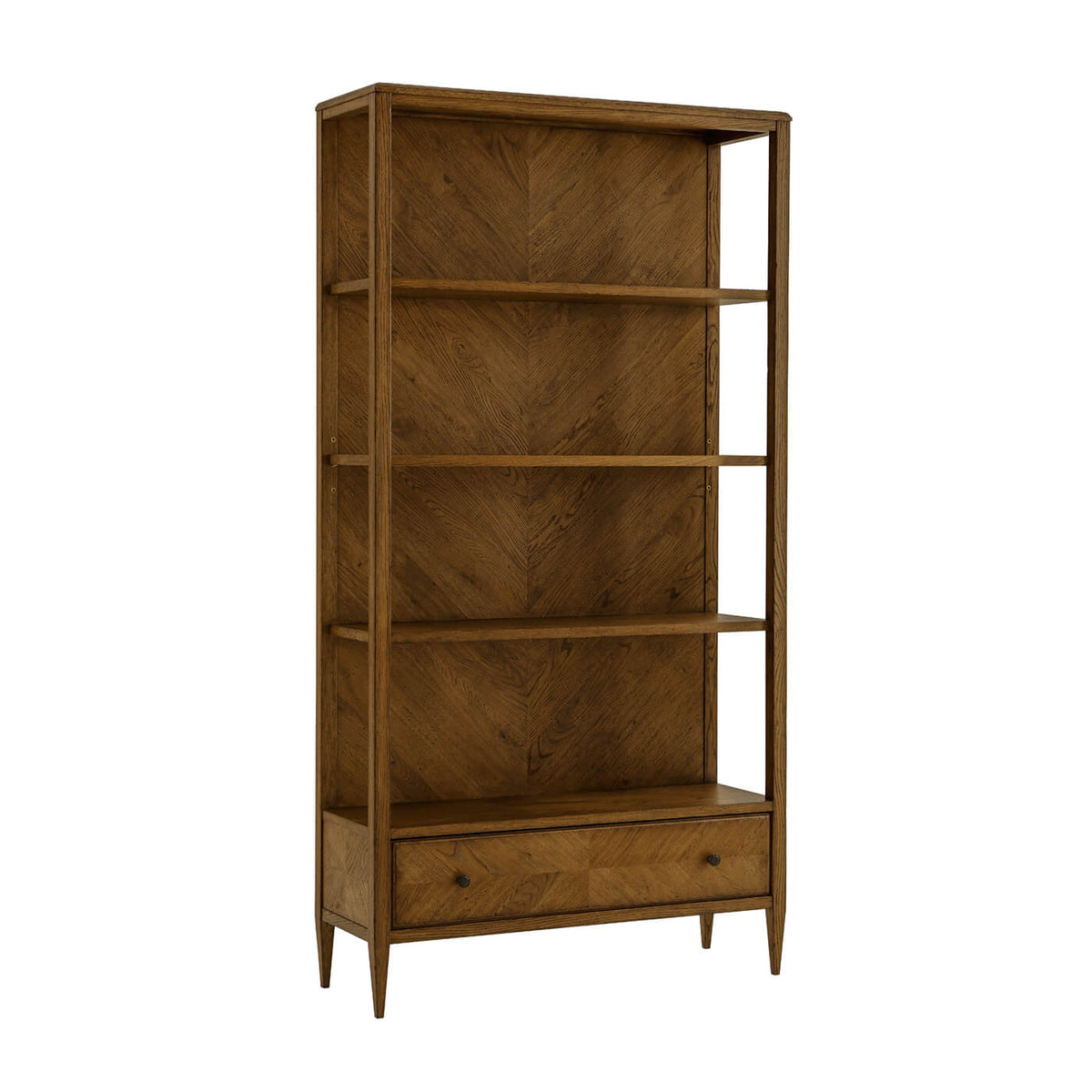 Modern Herringbone Oak Bookcase - Dark - English Georgian America