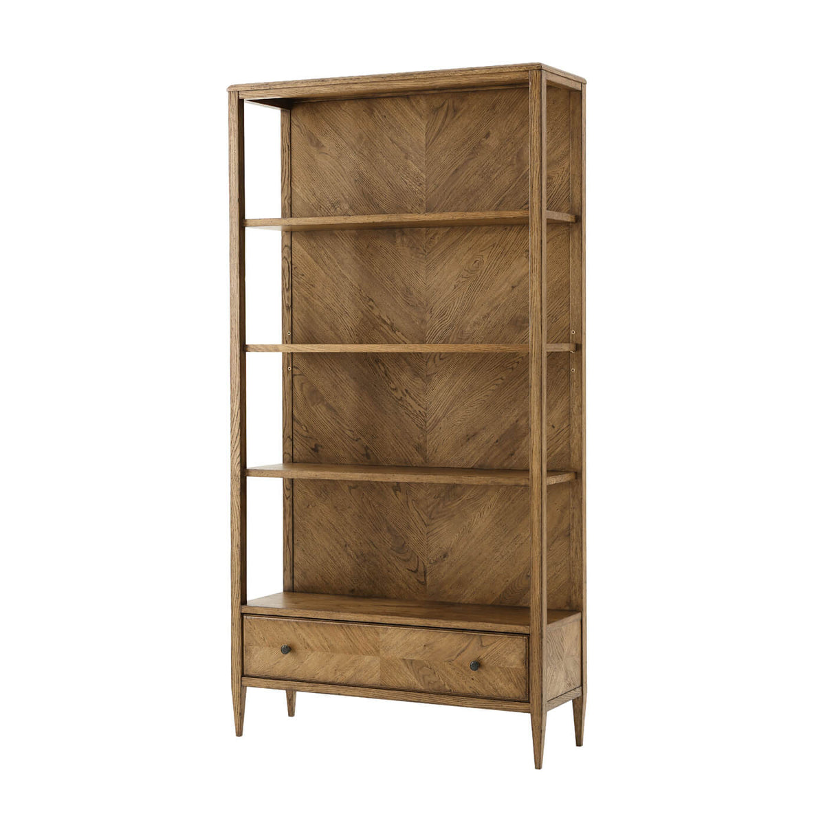 Modern Herringbone Oak Bookcase - Light - English Georgian America