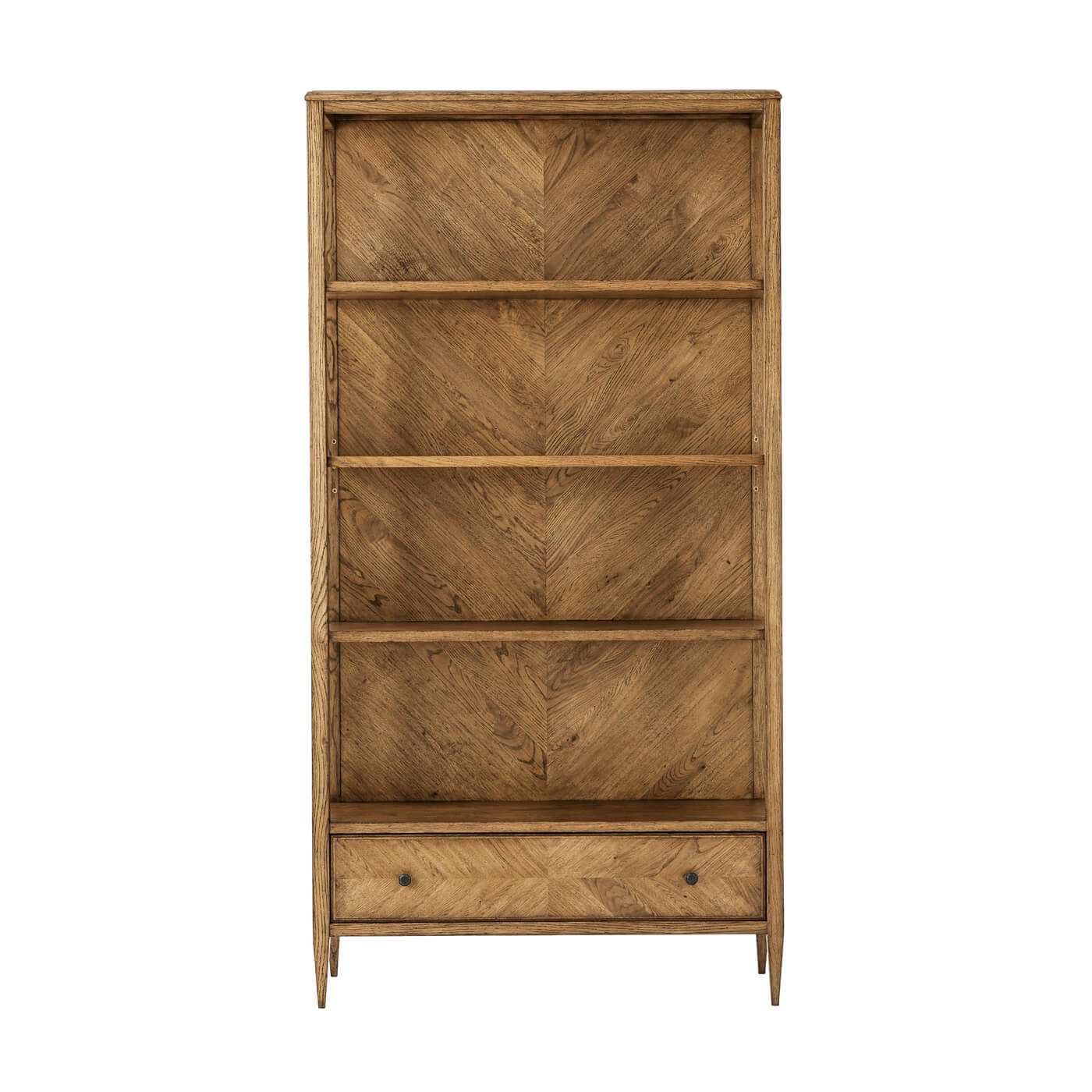 Modern Herringbone Oak Bookcase - Light - English Georgian America