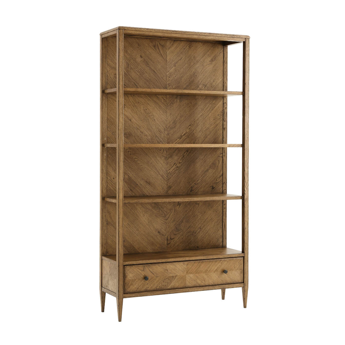 Modern Herringbone Oak Bookcase - Light - English Georgian America