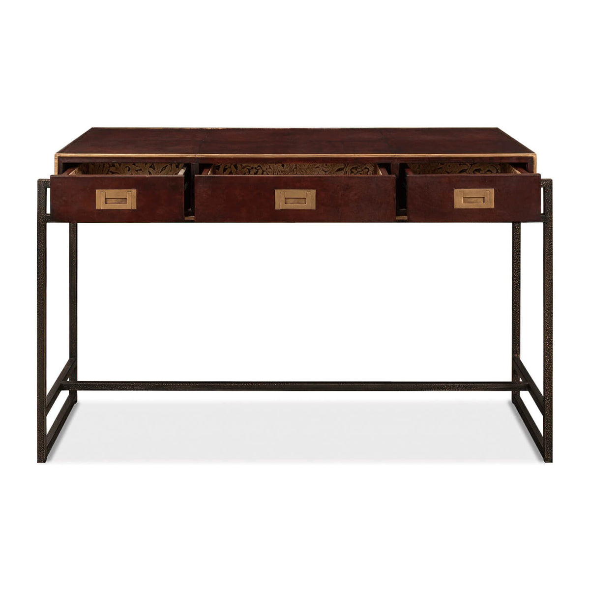 Modern Industrial Leather Desk - English Georgian America