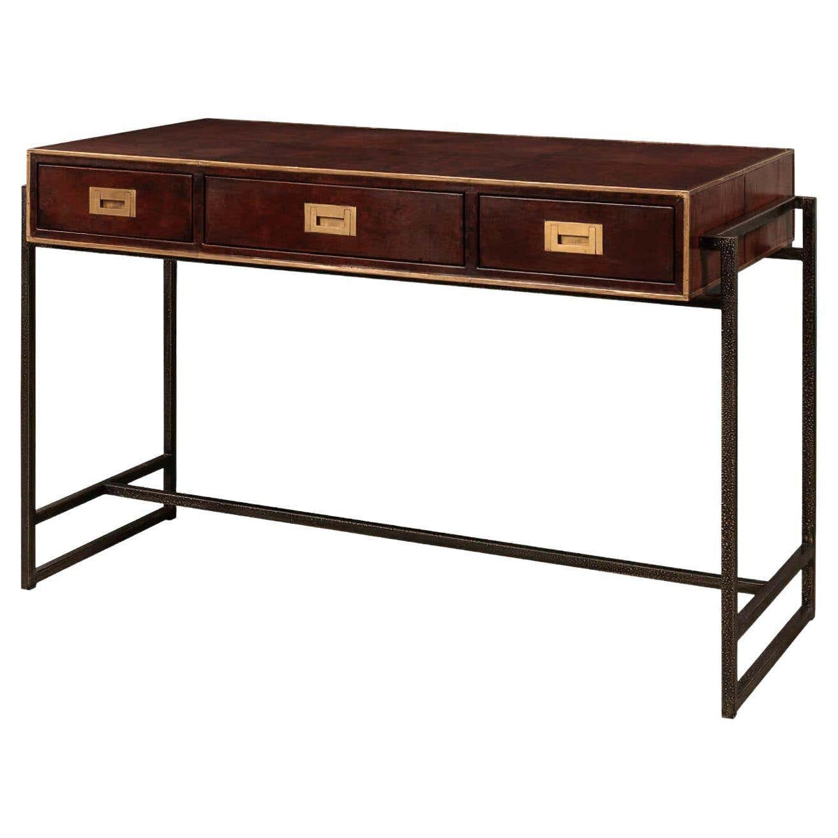 Modern Industrial Leather Desk - English Georgian America