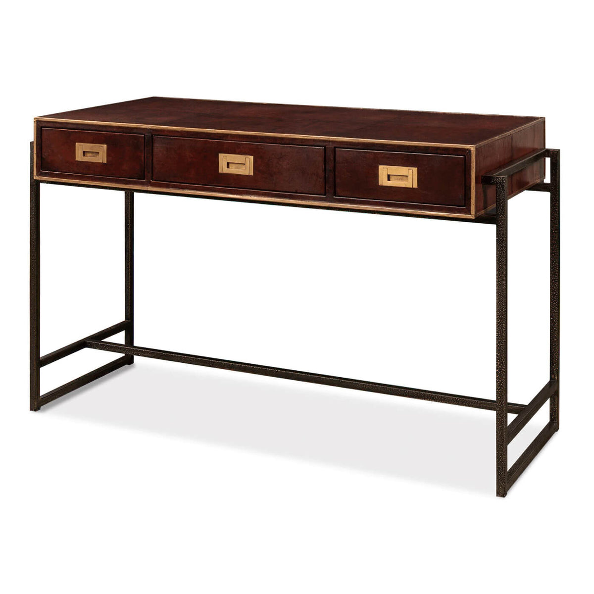 Modern Industrial Leather Desk - English Georgian America