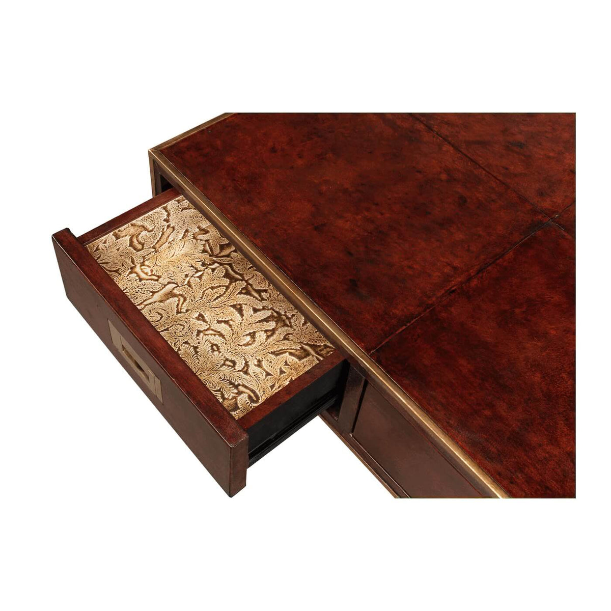 Modern Industrial Leather Desk - English Georgian America