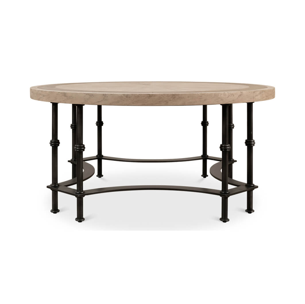 Modern Industrial Round Cocktail Table - English Georgian America