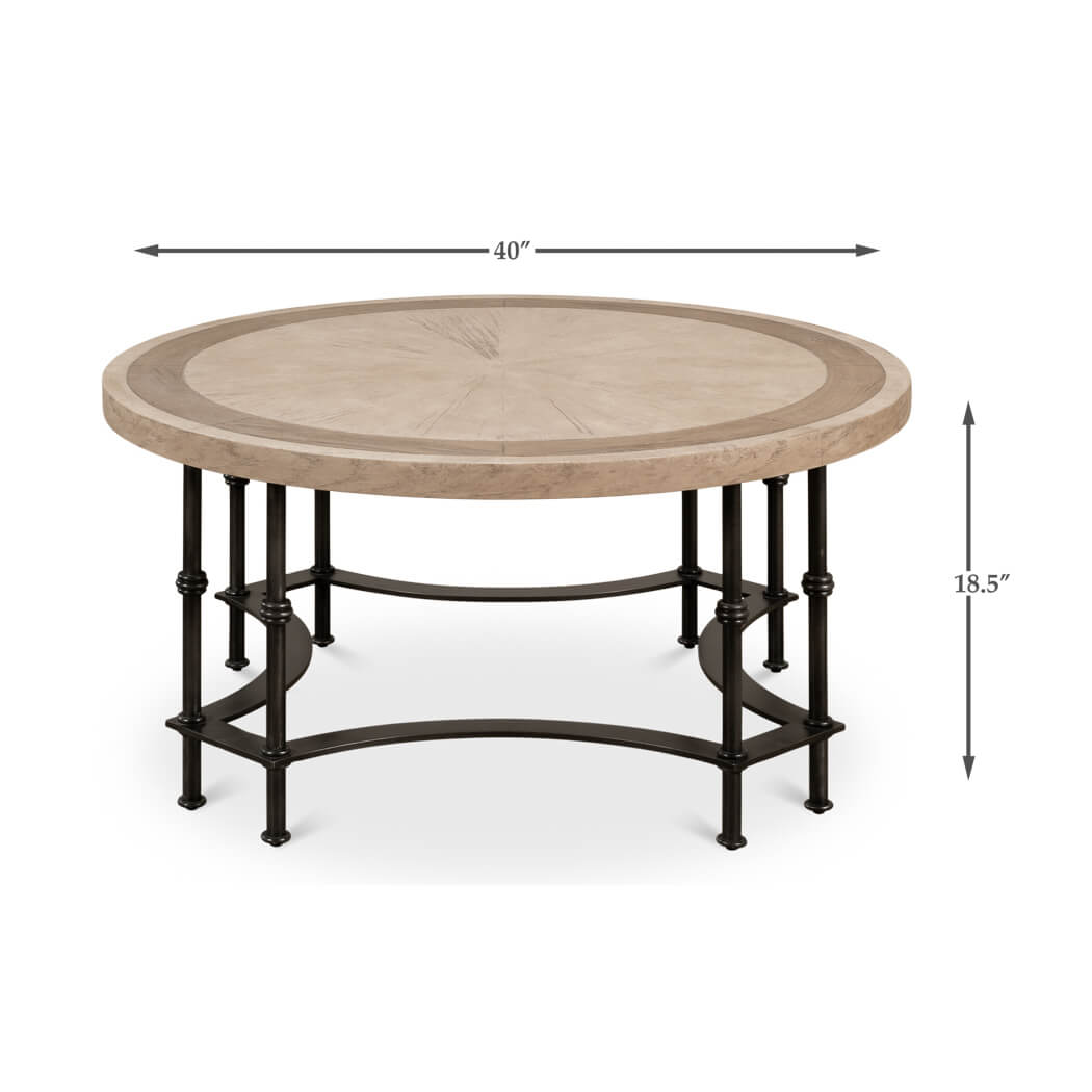 Modern Industrial Round Cocktail Table - English Georgian America