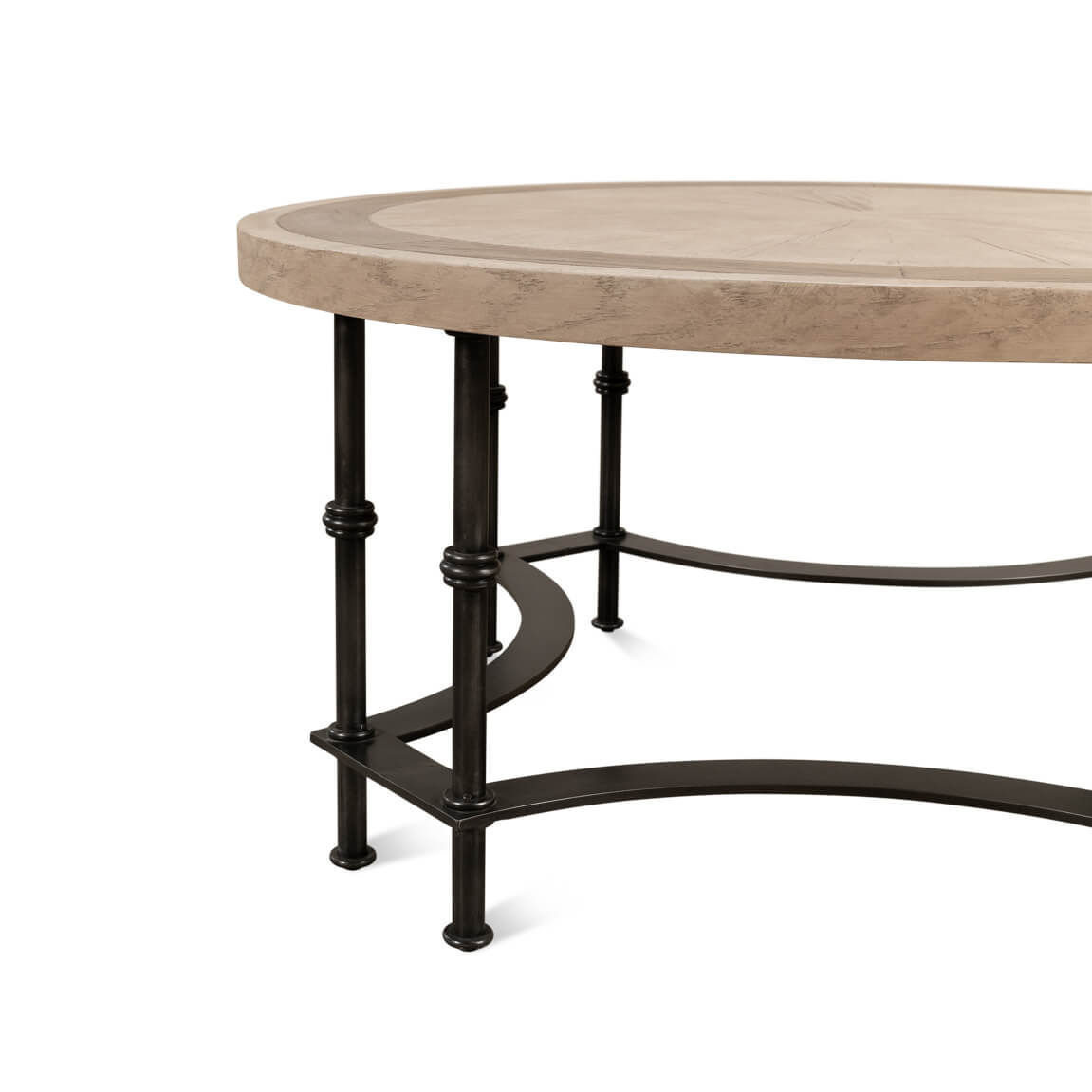 Modern Industrial Round Cocktail Table - English Georgian America