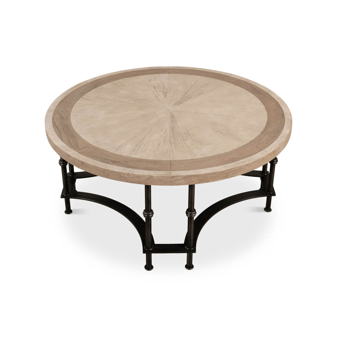 Modern Industrial Round Cocktail Table - English Georgian America
