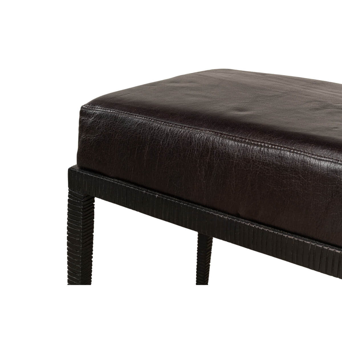 Modern Iron and Leather Bench - English Georgian America