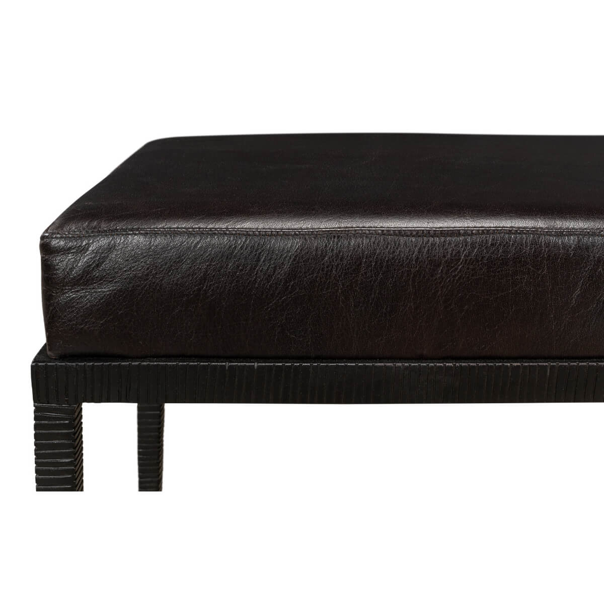 Modern Iron and Leather Bench - English Georgian America