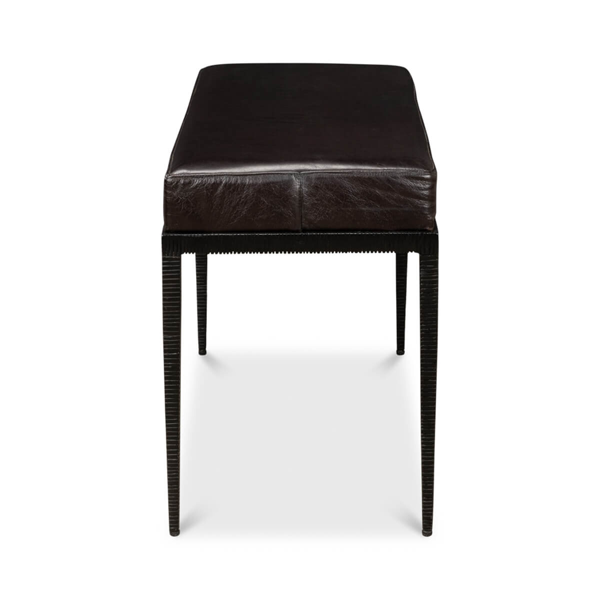 Modern Iron and Leather Bench - English Georgian America