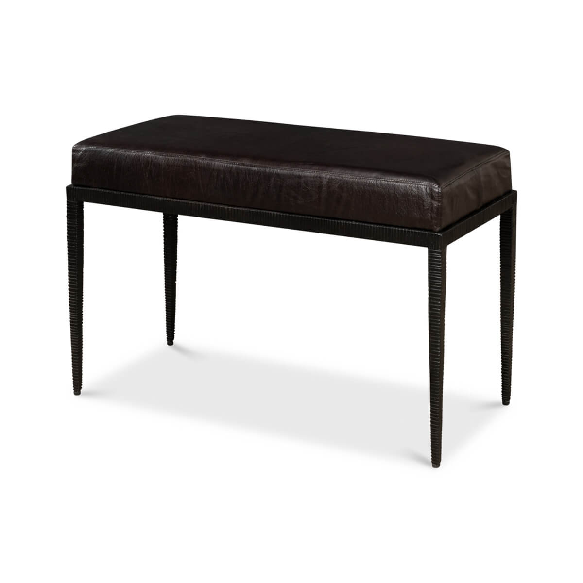 Modern Iron and Leather Bench - English Georgian America