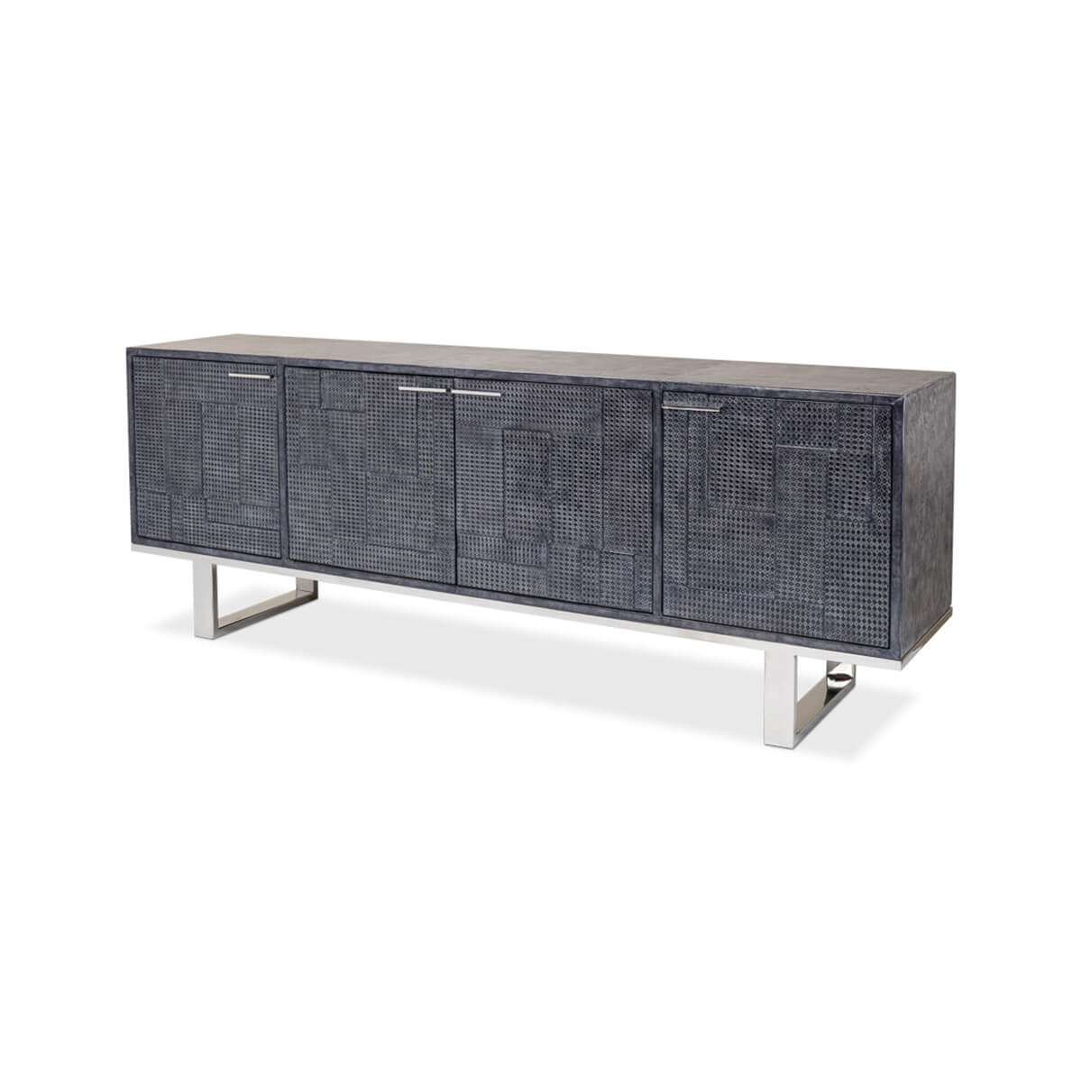 Modern Italian Leather Wrapped Credenza - English Georgian America