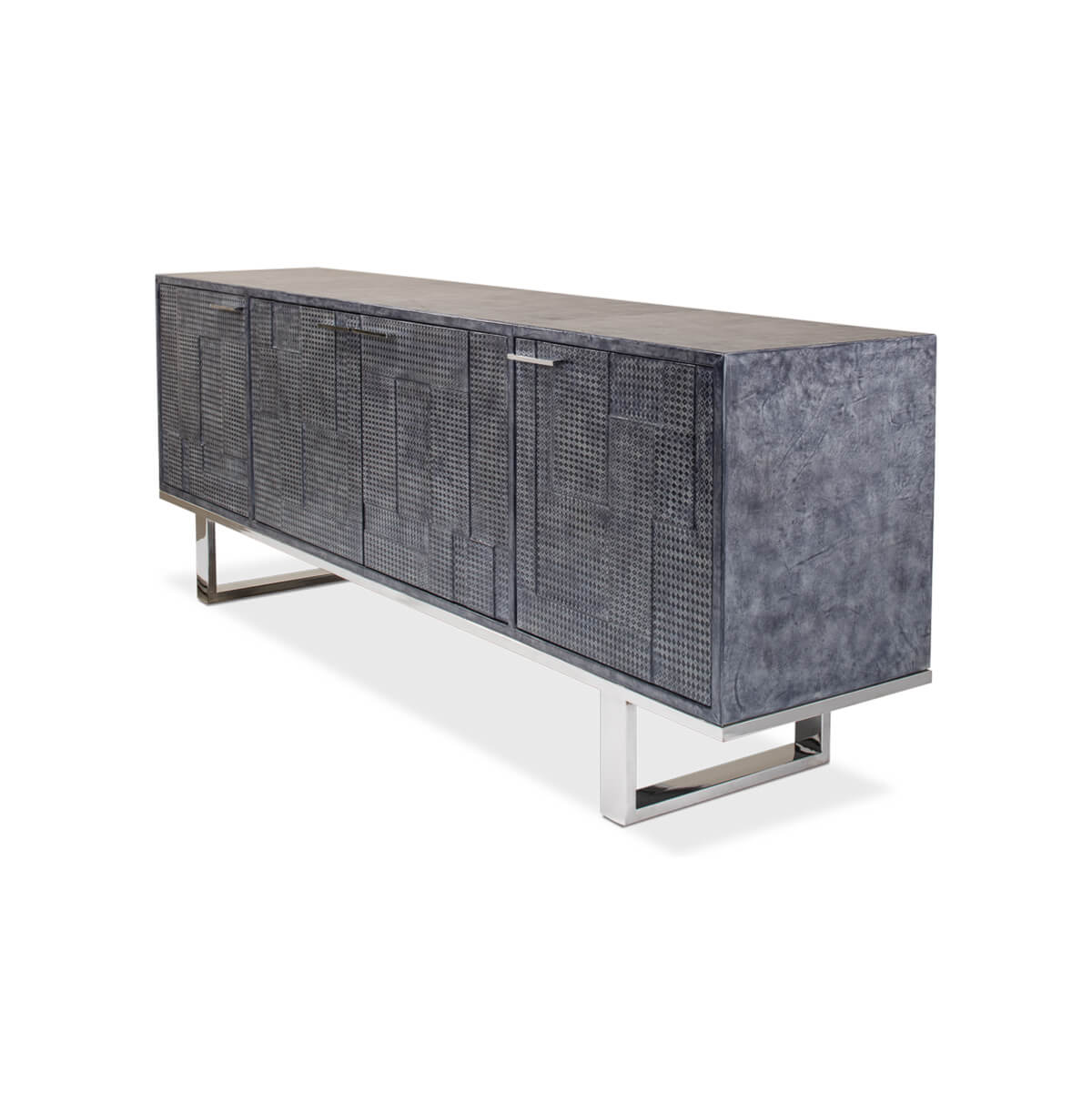 Modern Italian Leather Wrapped Credenza - English Georgian America