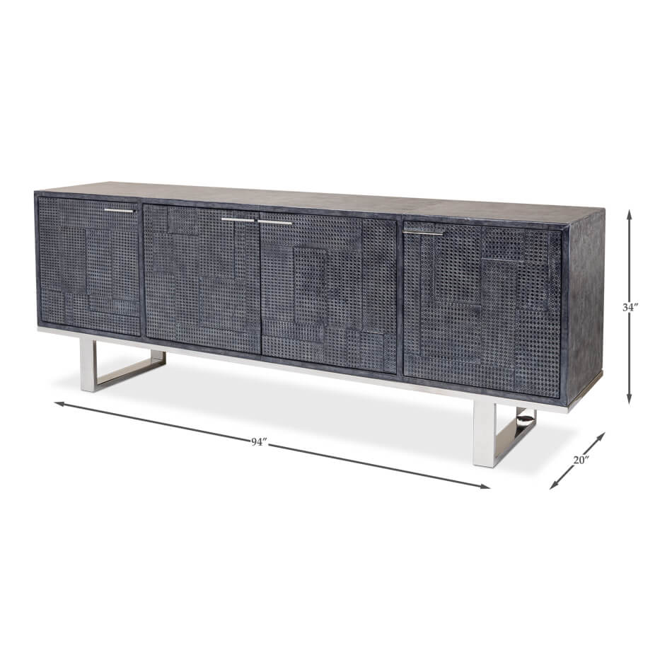 Modern Italian Leather Wrapped Credenza - English Georgian America