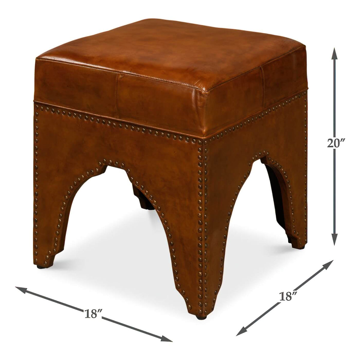 Modern Leather Arch Base Ottoman - English Georgian America