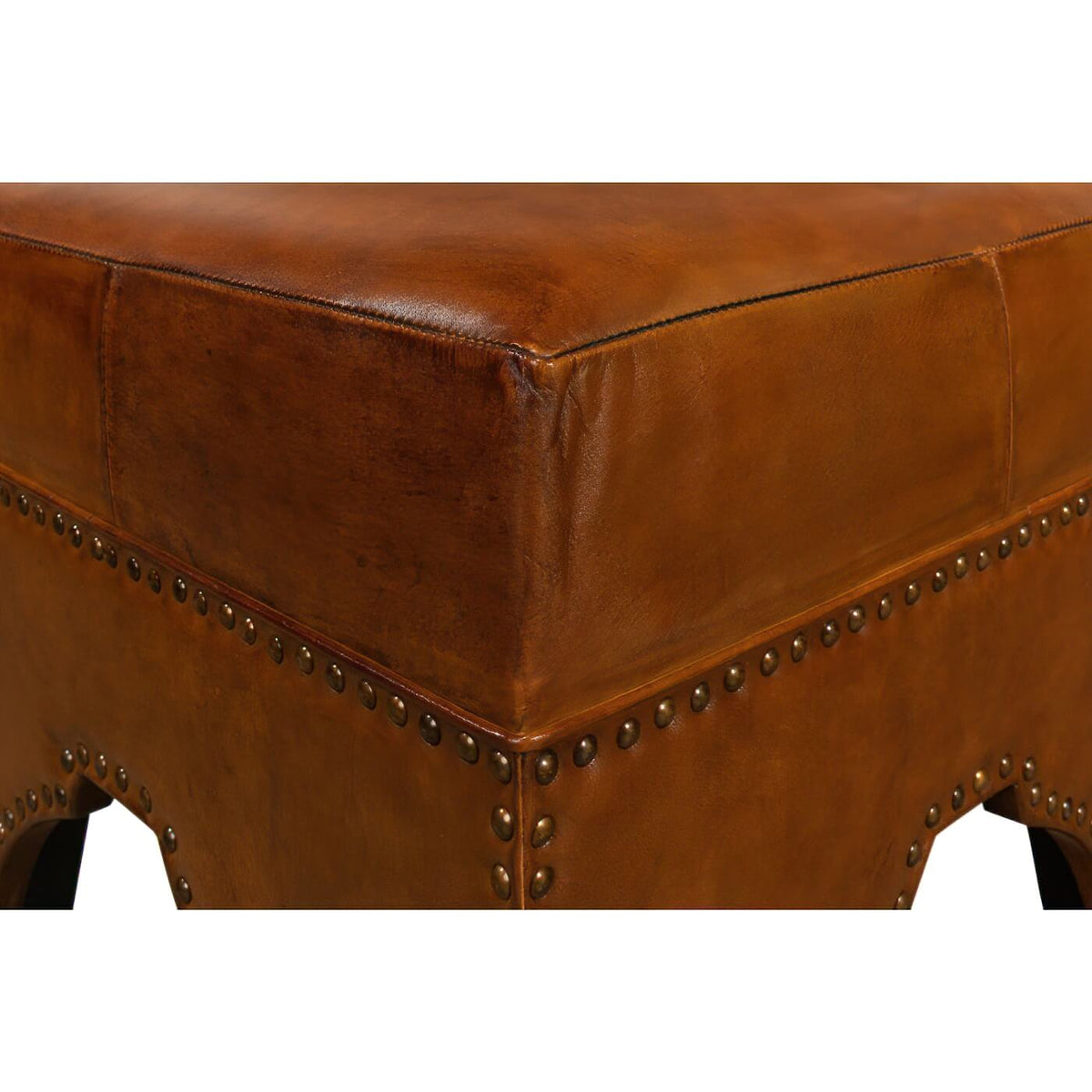 Modern Leather Arch Base Ottoman - English Georgian America